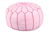 Leather pouf in baby pink 24