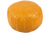 Yellow leather pouf 29