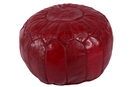 Leather Pouf in cinnamon brown 31