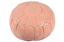 Leather pouf in coral pink 34