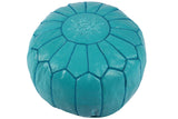 Turquoise leather pouf 40