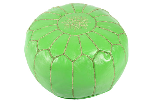 Salad green leather pouf 41