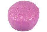 Plum embroidered leather pouf 42