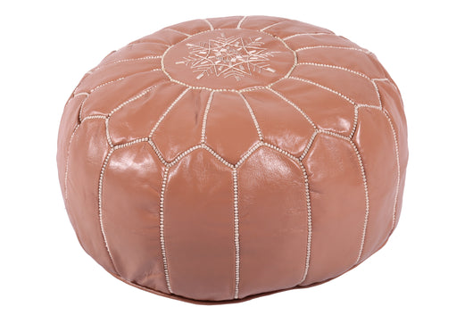 Leather pouf in caramel brown 46