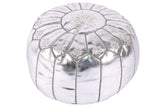 Luxurious silver embroidered pouf 61