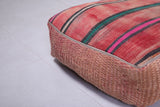 Two moroccan berber handmade old pink rug pouf