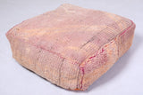 Two moroccan berber handmade old pink rug pouf