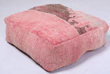 Two moroccan berber handmade pink rug pouf