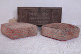 Two moroccan handmade brown rug pouf