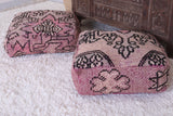 Two moroccan berber handmade berber rug pouf