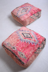 Two handmade moroccan azilal berber pouf