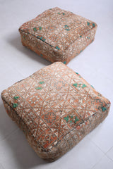 Two berber moroccan handmade azilal poufs
