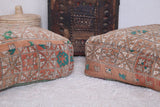 Two berber moroccan handmade azilal poufs
