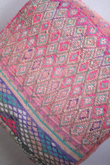 Two moroccan kilim berber pink handmade pouf