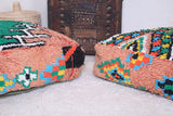 Two handmade azilal moroccan rug pouf