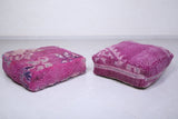 Two handmade berber moroccan violet pouf