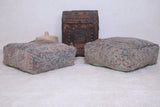 Two berber handmade moroccan grey rug pouf