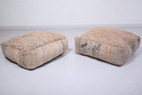 Two handmade moroccan brown rug pouf