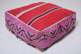 Two moroccan berber wool old rug pouf