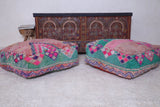 Two berber azilal moroccan rug poufs