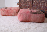 Two berber moroccan pink rug pouf