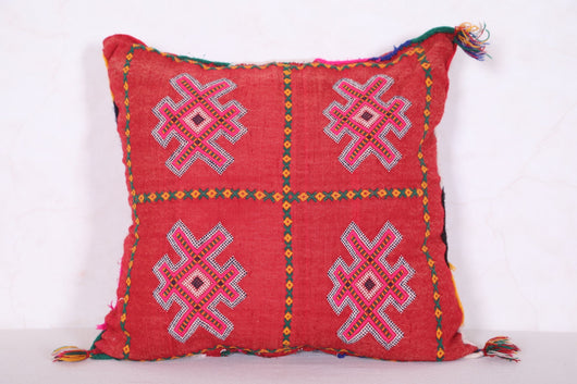 Red Moroccan Pillow 17.3 INCHES X 17.7 INCHES