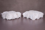 White moroccan pouf ottoman, Set of 2 poufs