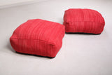 set of 2 red moroccan pouf