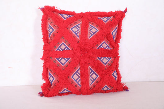 Red Moroccan Pillow 16.9 INCHES X 18.1 INCHES