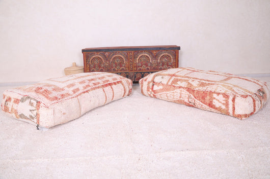 Two woven long poufs for living room