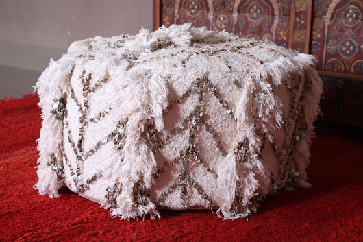 Round Moroccan berber handwoven pouf