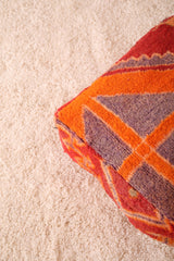 Vintage handmade berber ottoman azilal rug pouf