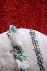 Round Moroccan berber woven Kilim rug pouf
