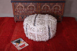 Round Moroccan handwoven kilim rug pouf