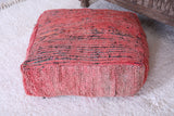 Handmade berber moroccan old red rug pouf