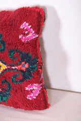 Red Moroccan shag pillow 14.9 INCHES X 16.1 INCHES