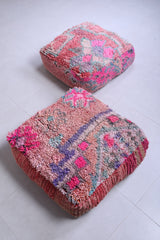 Two moroccan handmade berber poufs