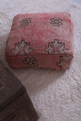 Moroccan handmad ottoman pink rug pouf
