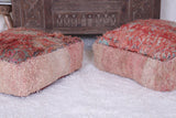 Two moroccan handmade rug poufs
