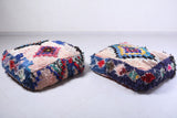 Two berber handmade rug azilal rug pouf