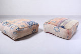 Two moroccan berber handmade rug wool pouf