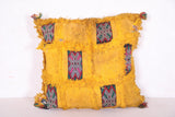 Vintage berber pillow yellow cover sqaure 18.5 INCHES X 18.8 INCHES