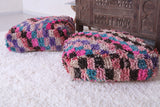 Two moroccan handmade colorful rug pouf
