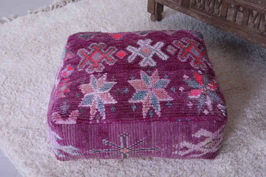 Moroccan berber ottoman handmade violet pouf