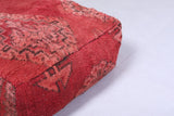 Two berber handmade red rug poufs