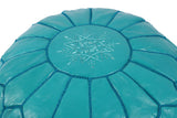 Turquoise leather pouf 40