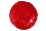Red leather pouf 30