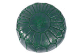 Green embroidered leather pouf 33