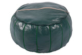 Green embroidered leather pouf 33