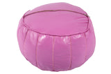 Plum embroidered leather pouf 42